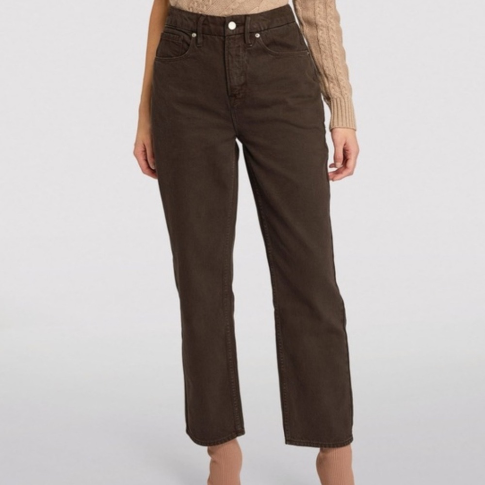 GOOD AMERICAN '90S DUSTER STRAIGHT JEANS IN COFFEE001 SIZE 12‎
